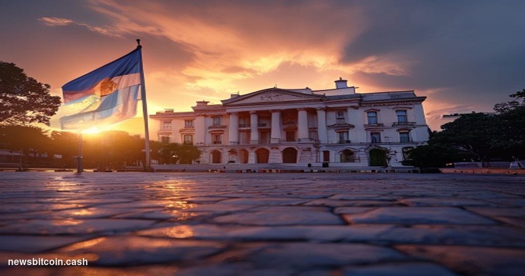 Cinematic photorealistic editorial photograph of the iconic Casa Rosada (Pink House) presidential palace in Buenos Aires, Arg