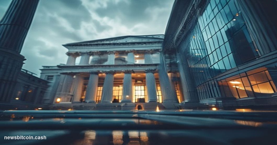 A cinematic photorealistic editorial photograph capturing the intersection of legal proceedings and crypto industry fallout. 