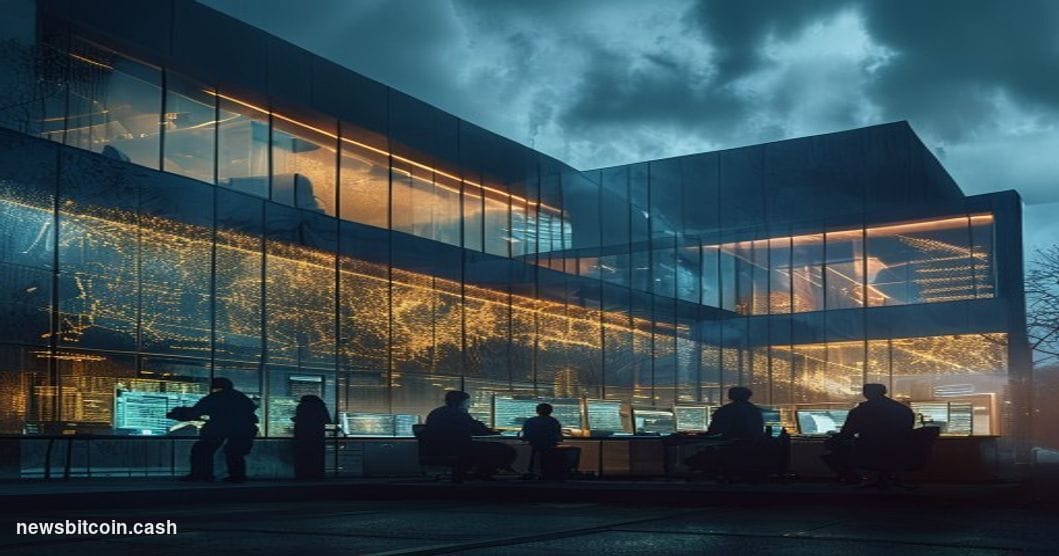 A cinematic photorealistic editorial photograph capturing the intersection of digital crime investigation and traditional pol