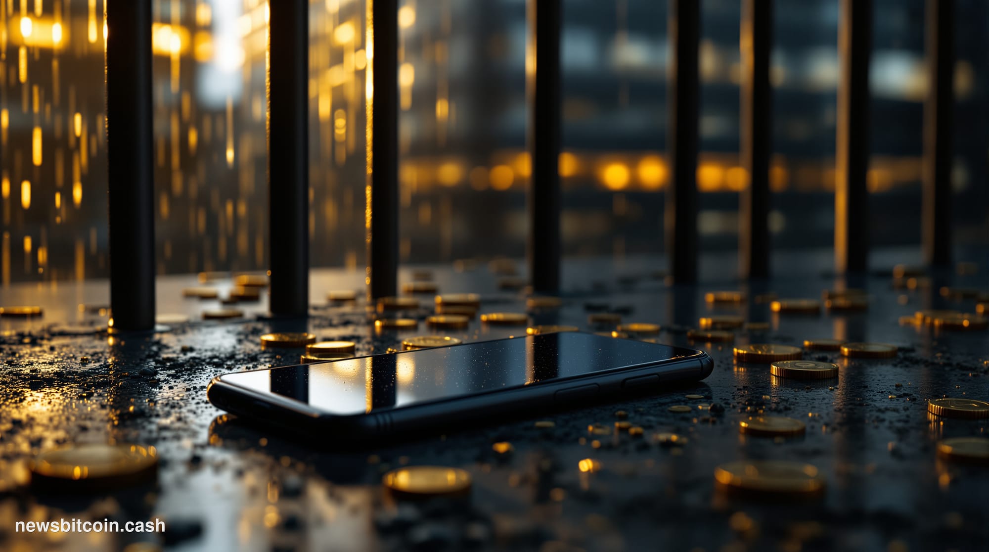 A cinematic photorealistic editorial photograph showing the stark contrast between institutional security and technological v
