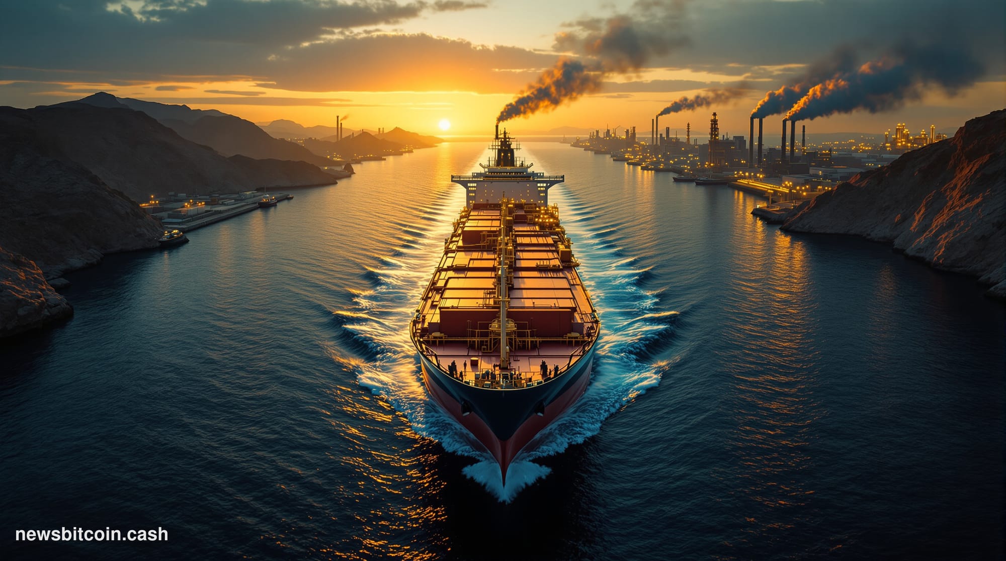 A cinematic photorealistic editorial photograph capturing the geopolitical complexity of the Iran deal through the lens of gl