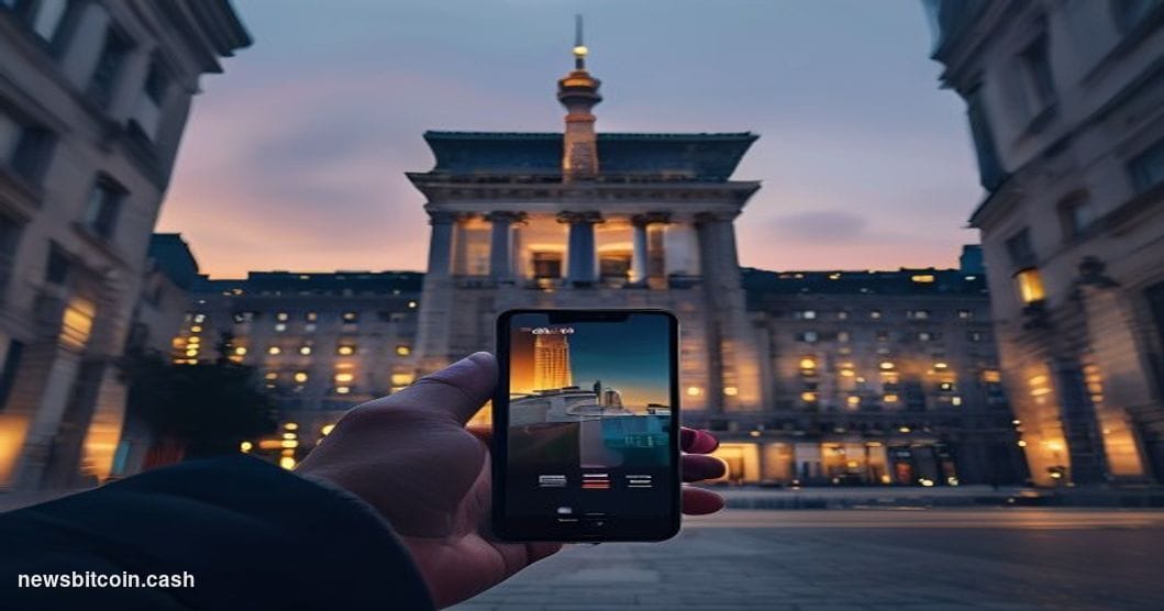 Cinematic photorealistic editorial photograph of the Bank of Korea's neoclassical headquarters building in central Seoul, Sou