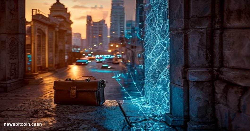 A cinematic photorealistic editorial photograph set in an emerging market financial district — specifically evoking São Paulo