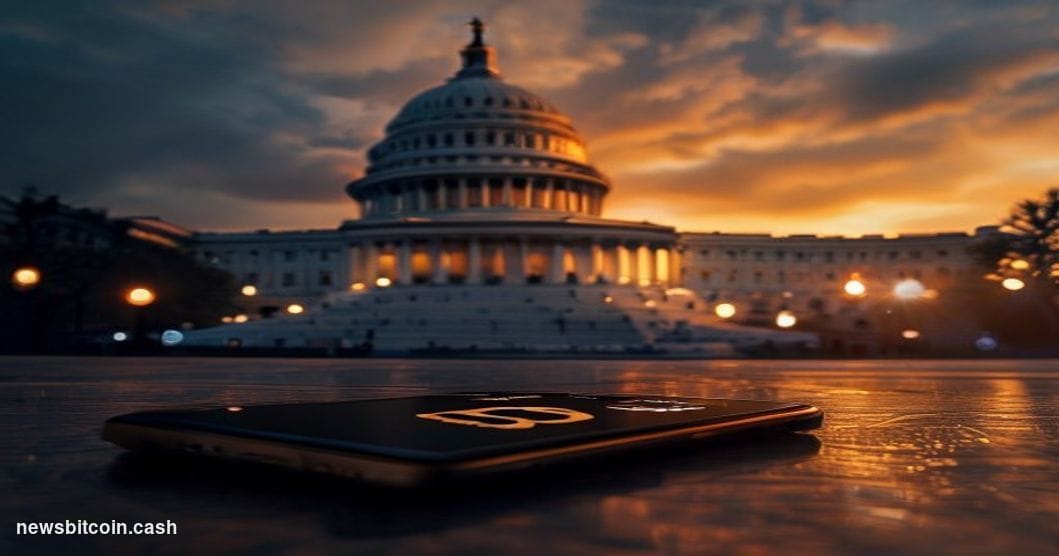 Cinematic photorealistic editorial photograph of the United States Capitol building dome at dusk, shot from a low angle with 