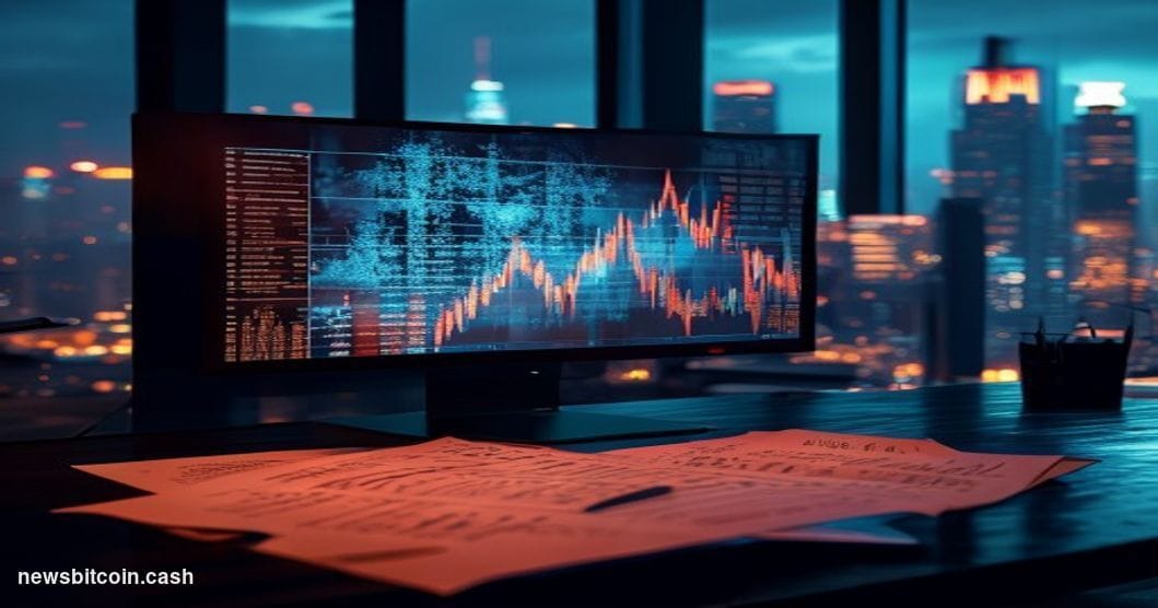 A cinematic photorealistic editorial photograph of the BitMEX trading platform's logo displayed on a large dark monitor scree