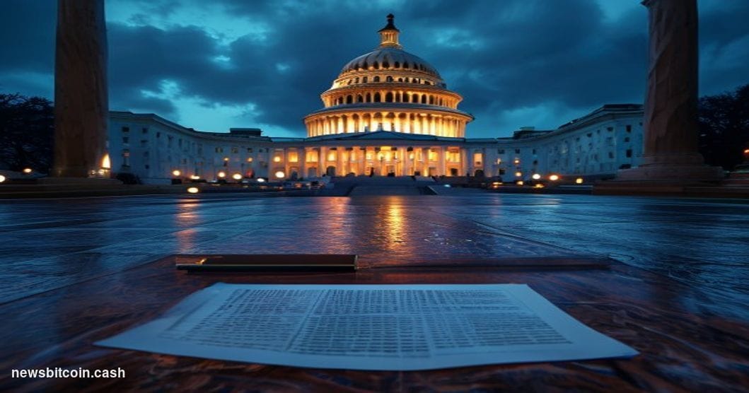 Cinematic photorealistic editorial photograph of the United States Capitol Building in Washington D.C. at dusk, shot from a l