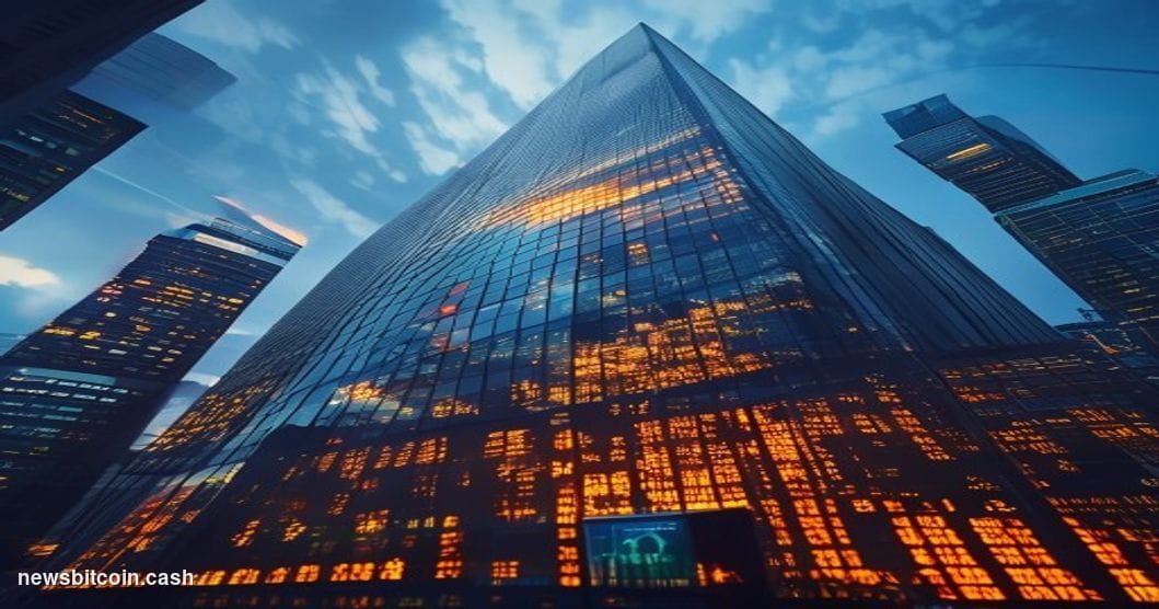 Cinematic photorealistic editorial photograph of the SBI Holdings corporate headquarters tower in Tokyo's financial district 