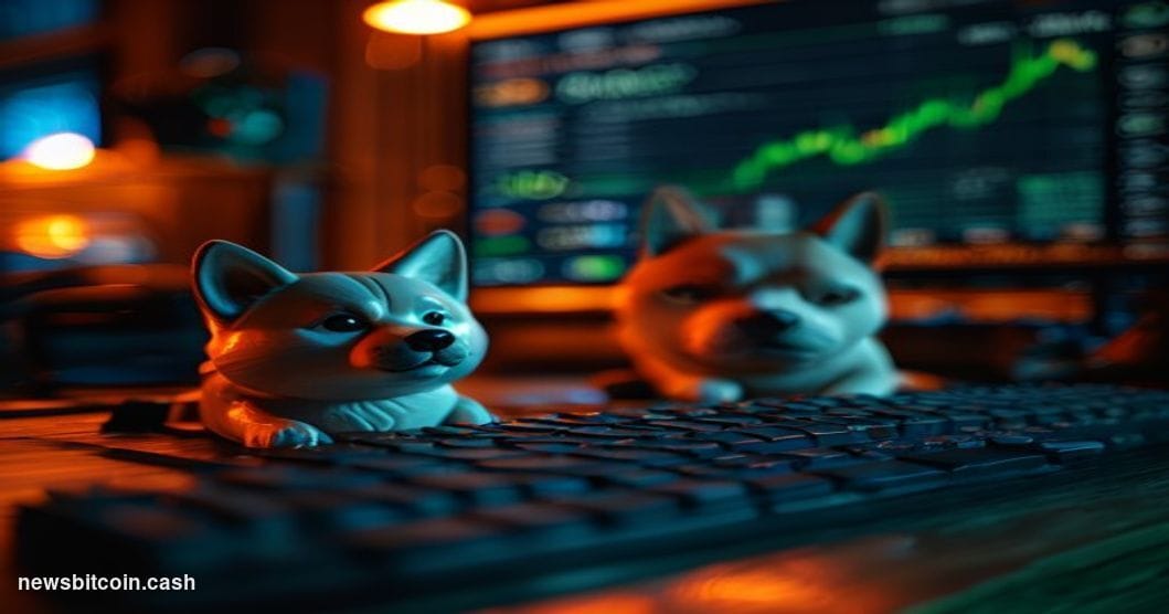 A cinematic photorealistic editorial photograph of a glowing digital trading terminal in a dimly lit room, screens displaying