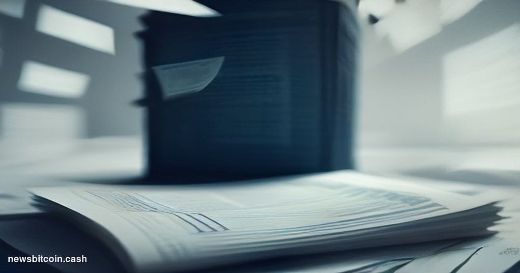 Cinematic photorealistic editorial photograph of a towering stack of US Treasury bond certificates and green-tinted dollar bi