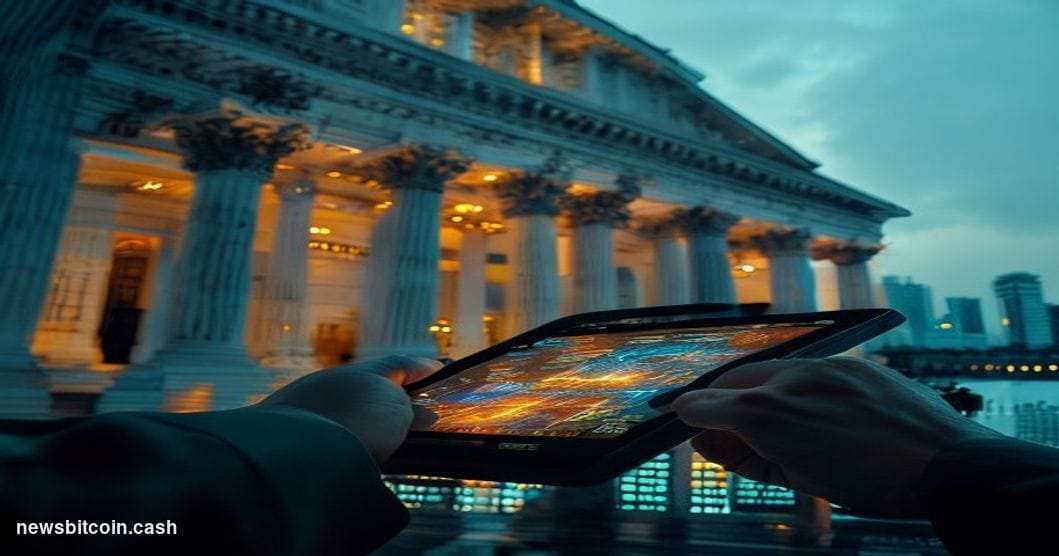 Cinematic photorealistic editorial photograph of the Bank of Thailand's ornate neoclassical headquarters in Bangkok at dusk, 