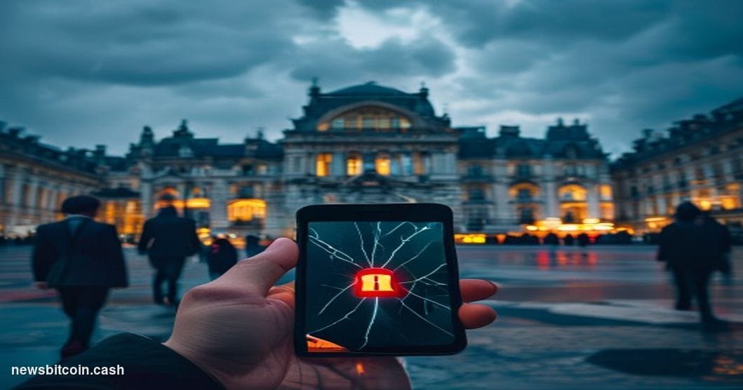 A cinematic photorealistic editorial photograph set in Brussels, Belgium, with the recognizable European Parliament building'