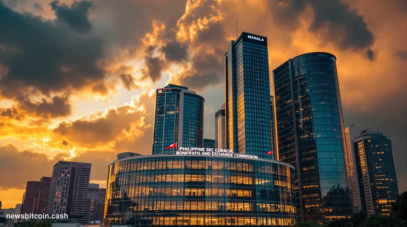 A cinematic photorealistic editorial photograph showing the modern skyline of Manila's Bonifacio Global City financial distri