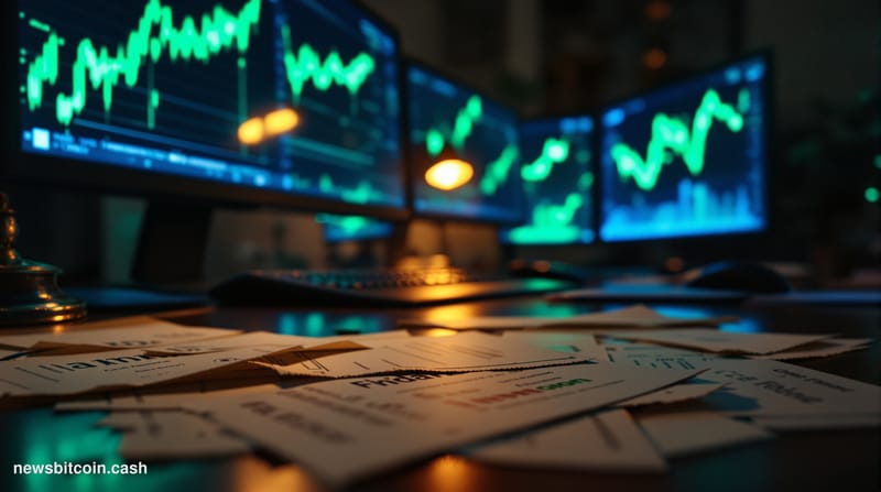 A cinematic photorealistic editorial photograph showing the dramatic contrast between traditional and digital finance. The fo