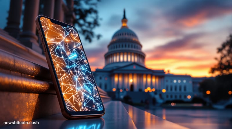 A cinematic photorealistic editorial photograph showing the iconic dome of the U.S. Capitol building in Washington D.C. durin