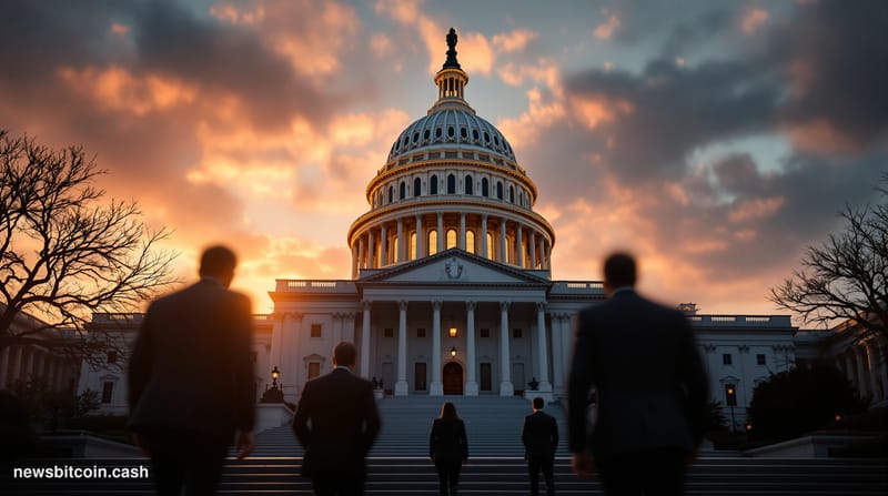 A cinematic photorealistic editorial photograph capturing the urgency of legislative advocacy in Washington D.C. The scene sh