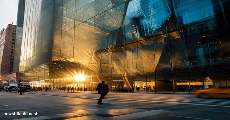 Cinematic photorealistic editorial photograph of the New York State Department of Financial Services headquarters building in