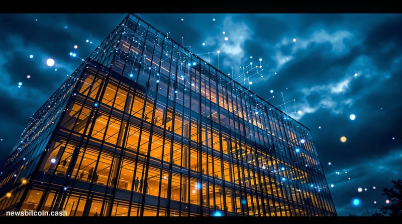 Cinematic photorealistic editorial photograph of the International Monetary Fund headquarters building in Washington D.C., sh