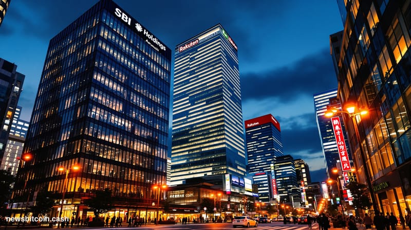 Cinematic photorealistic editorial photograph of Tokyo's bustling Marunouchi financial district at dusk, with the iconic glas