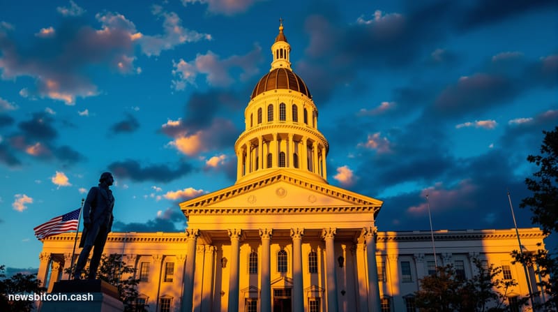 A cinematic photorealistic editorial photograph of the South Carolina State House in Columbia, shot from a low angle with dra