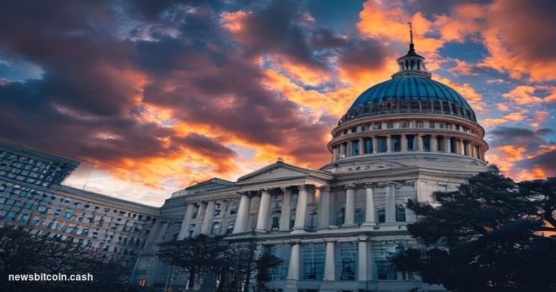 Cinematic photorealistic editorial photograph of the Texas State Capitol building in Austin at golden hour, shot from a low a