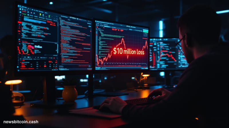 A cinematic photorealistic editorial photograph of a modern blockchain development office environment with multiple computer 