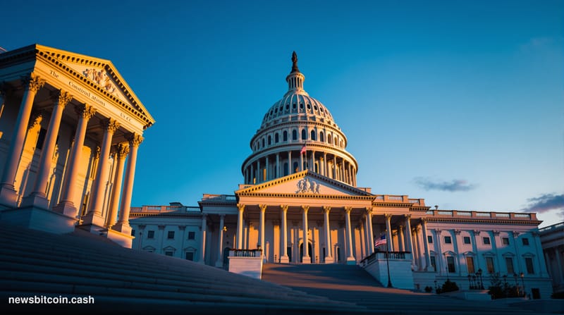 Cinematic photorealistic editorial photograph of the iconic U.S. Capitol building dome and steps in Washington D.C., shot dur