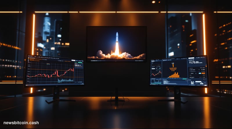 A cinematic photorealistic editorial photograph showing the contrast between promise and failure in tokenized securities infr