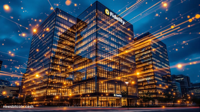 Cinematic photorealistic editorial photograph of Fidelity Investments' massive headquarters complex in downtown Boston, captu