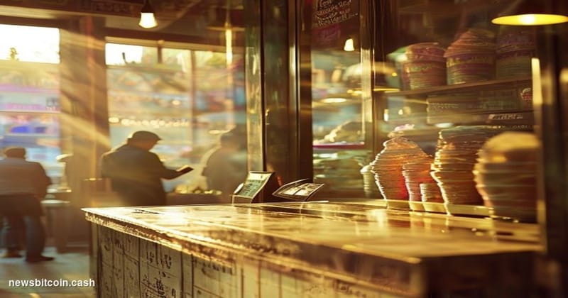 A cinematic photorealistic editorial photograph capturing the essence of inflation through an ice cream shop storefront. The 