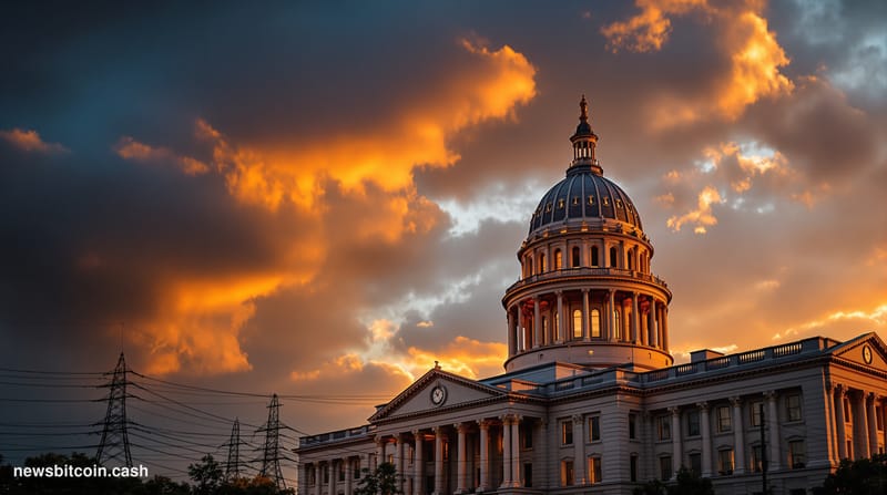 A cinematic photorealistic editorial photograph of the Illinois State Capitol building in Springfield during golden hour, wit