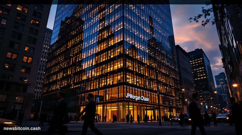A cinematic photorealistic editorial photograph of JPMorgan Chase headquarters at 270 Park Avenue in New York City during gol