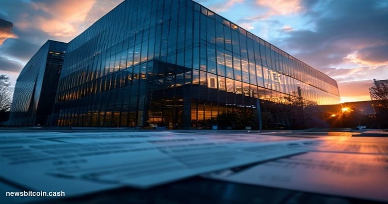 A cinematic photorealistic editorial photograph of the Commodity Futures Trading Commission (CFTC) headquarters building in W