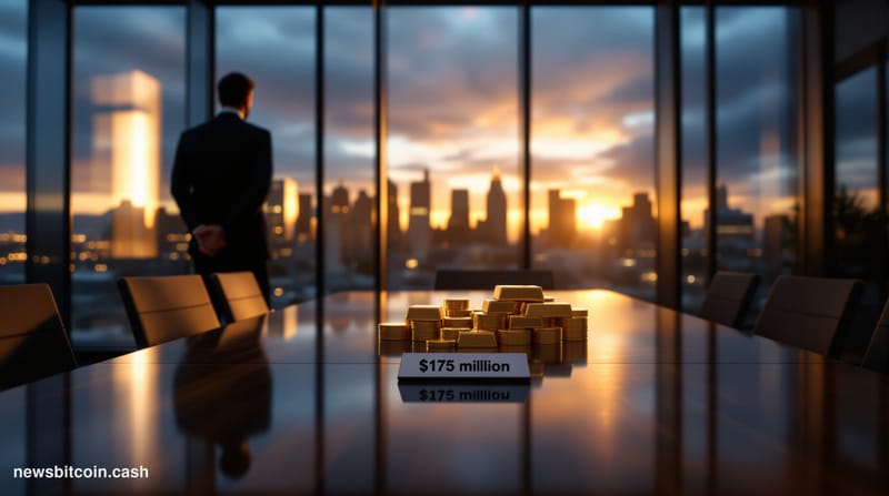 Cinematic photorealistic editorial photograph showing a modern glass-walled venture capital office in San Francisco's financi