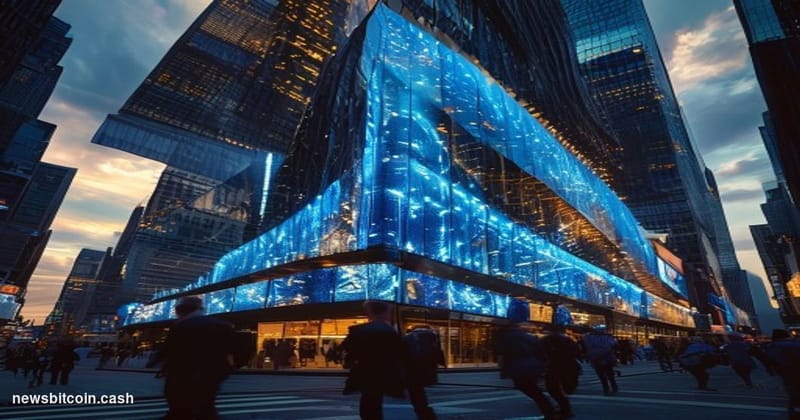 A cinematic photorealistic editorial photograph of the iconic Nasdaq MarketSite building in Times Square, New York City, capt