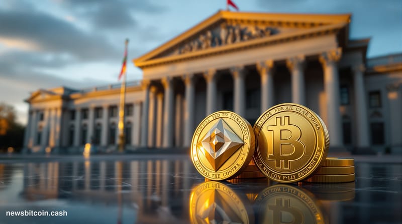 A cinematic photorealistic editorial photograph of the Central Bank of Russia headquarters building in Moscow, shot from a lo