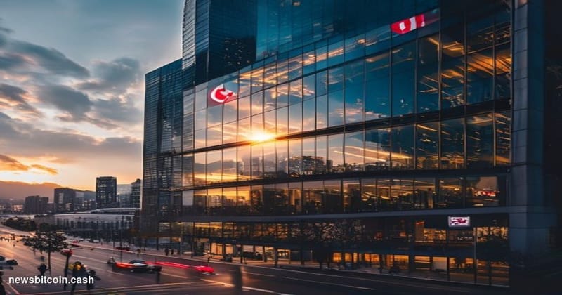 A cinematic photorealistic editorial photograph of Strategy's corporate headquarters building in downtown Vancouver, Canada, 