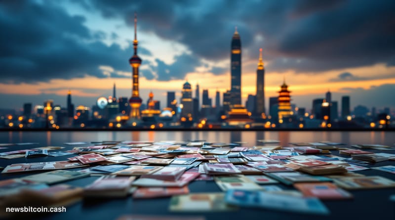 A cinematic photorealistic editorial photograph showcasing the US-South Korea currency cooperation story. The scene captures 