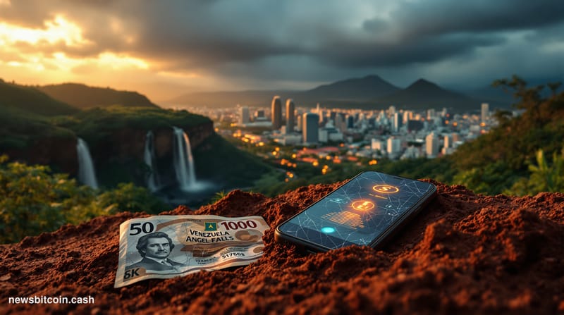 A cinematic photorealistic editorial photograph showing the iconic Angel Falls of Venezuela cascading down the tepui mountain