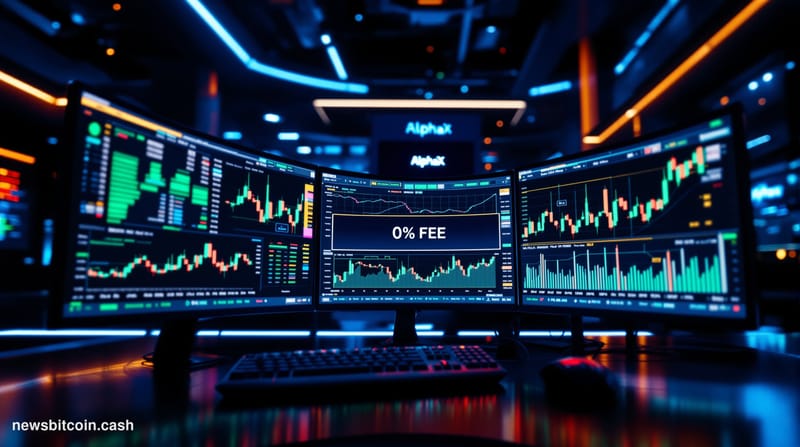 Cinematic photorealistic editorial photograph of a sleek, ultramodern trading floor environment at night, bathed in cool blue