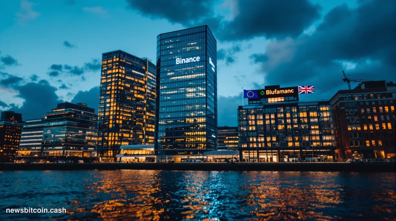 Cinematic photorealistic editorial photograph of the Canary Wharf financial district in London at dusk, with the Thames visib