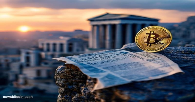 Cinematic photorealistic editorial photograph of a dramatic close-up of a physical gold Bitcoin coin balanced on the edge of 