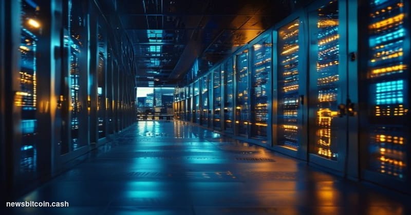 Cinematic photorealistic editorial photograph of a high-security financial operations center at night, shot from a low angle 