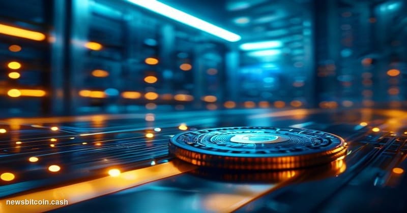 Cinematic photorealistic editorial photograph of a sleek, high-security digital vault environment with a glowing blue-tinted 