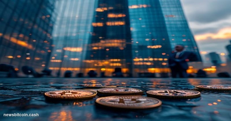 Cinematic photorealistic editorial photograph shot at ground level looking up at the BlackRock headquarters tower in Midtown 