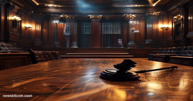 A cinematic photorealistic editorial photograph set inside a grand federal regulatory hearing room in Washington D.C., with d