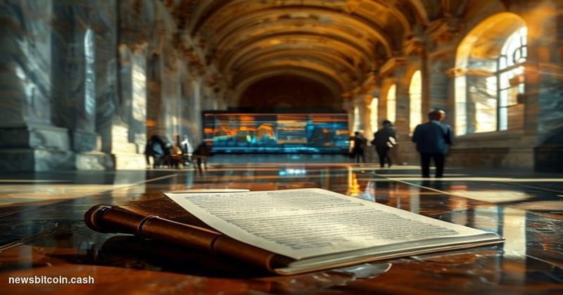 A cinematic photorealistic editorial photograph set inside a grand marble US Capitol corridor, dramatic late-afternoon golden