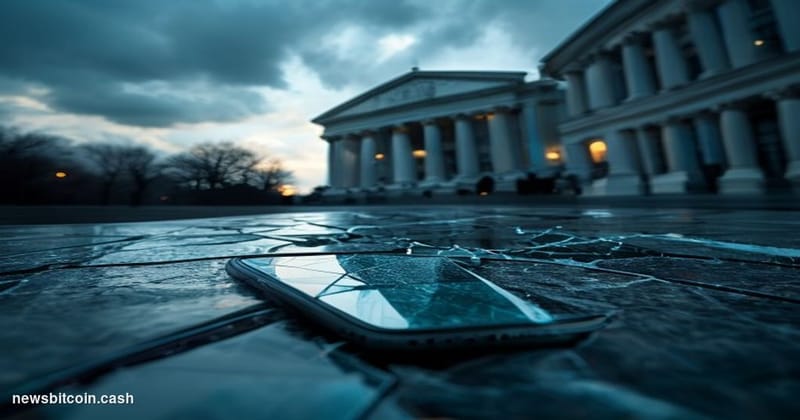 Cinematic photorealistic editorial photograph of the SEC headquarters building in Washington D.C. — the neoclassical facade a