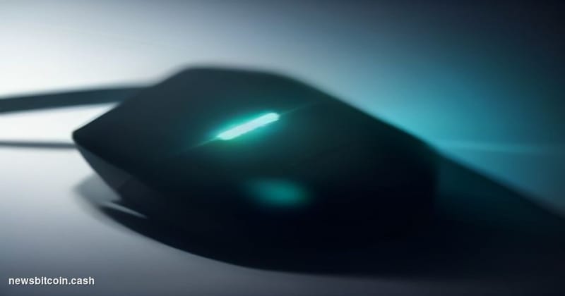 Cinematic photorealistic editorial photograph of a Coldcard hardware wallet device sitting on a dark matte desk surface, dram