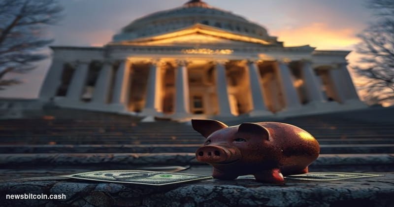 Cinematic photorealistic editorial photograph of the United States Capitol building in Washington D.C. at dusk, shot from a l