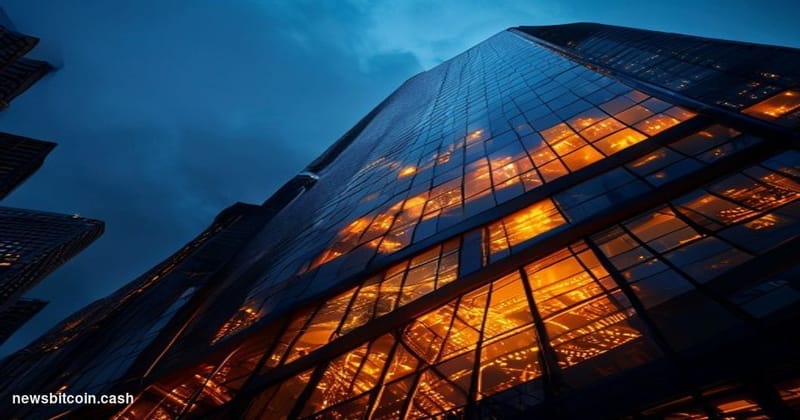 Cinematic photorealistic editorial photograph of the Fidelity Investments headquarters building in Boston, Massachusetts, sho